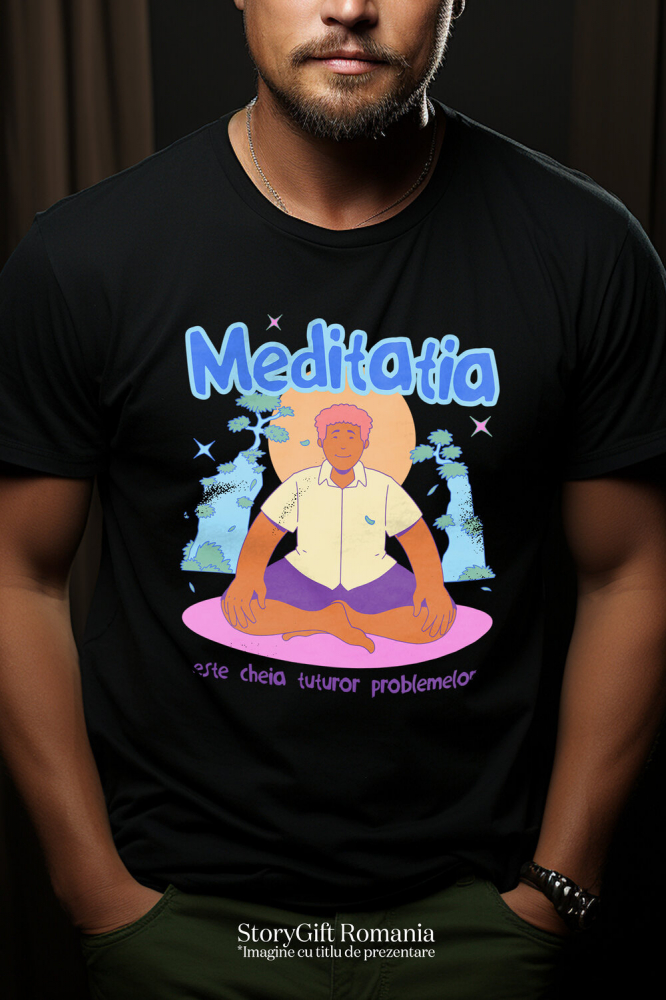 Tricou Femei, Barbati, Copii, Fata, Baiat, Unisex Personalizat Bărbat în Poziție de Yoga – Meditație, Relaxare și Echilibru [2]