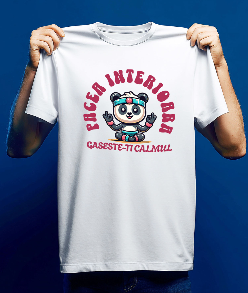Tricou Femei, Barbati, Copii, Fata, Baiat, Unisex Personalizat Urs Panda în Poziție de Yoga – Relaxare, Sport și Mindfulness [3]