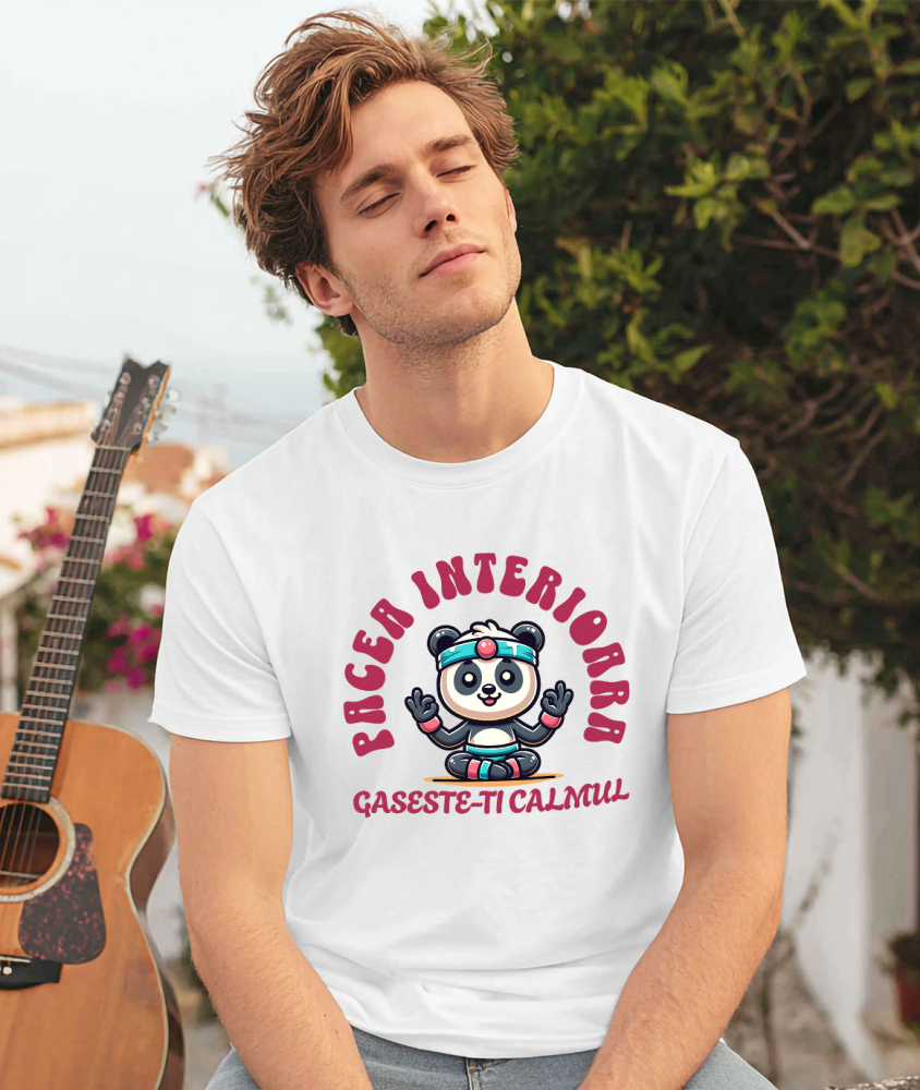 Tricou Femei, Barbati, Copii, Fata, Baiat, Unisex Personalizat Urs Panda în Poziție de Yoga – Relaxare, Sport și Mindfulness [2]