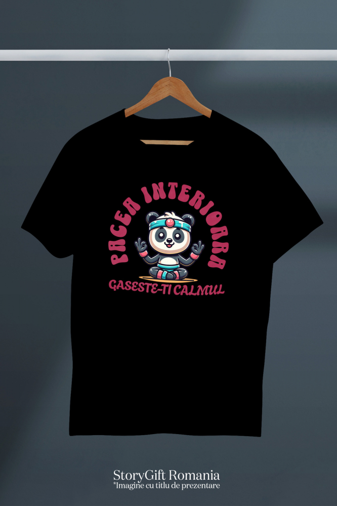Tricou Femei, Barbati, Copii, Fata, Baiat, Unisex Personalizat Urs Panda în Poziție de Yoga – Relaxare, Sport și Mindfulness [3]