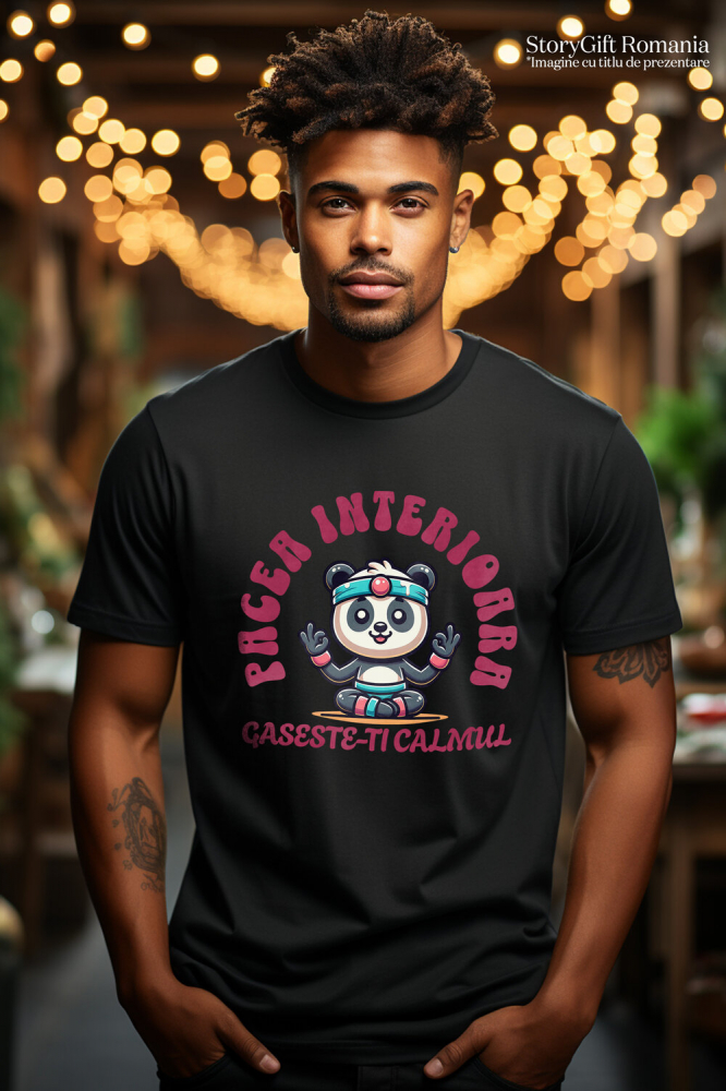 Tricou Femei, Barbati, Copii, Fata, Baiat, Unisex Personalizat Urs Panda în Poziție de Yoga – Relaxare, Sport și Mindfulness [2]