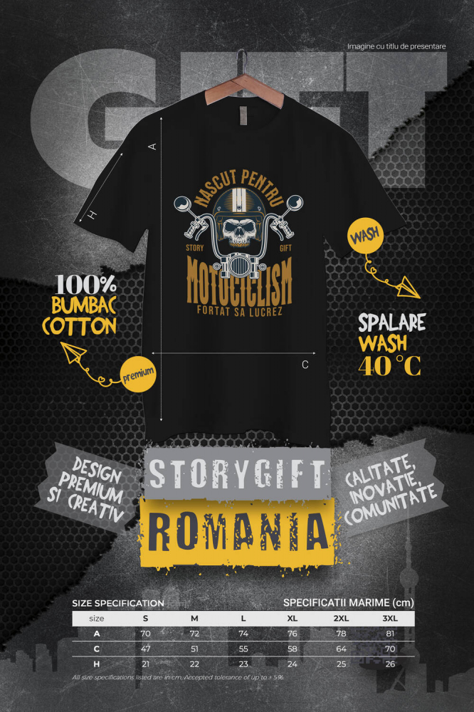 Tricou Femei, Barbati, Copii, Fata, Baiat, Unisex Personalizat Iubitorii de Motociclete – Craniu cu Cască și Dinți de Aur [4]