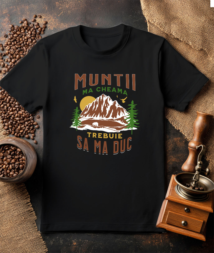 Tricou Femei, Barbati, Copii, Fata, Baiat, Unisex Personalizat "Munte Înalt Apus De Soare – Aventură în Natură și Peisaje Montane" [3]