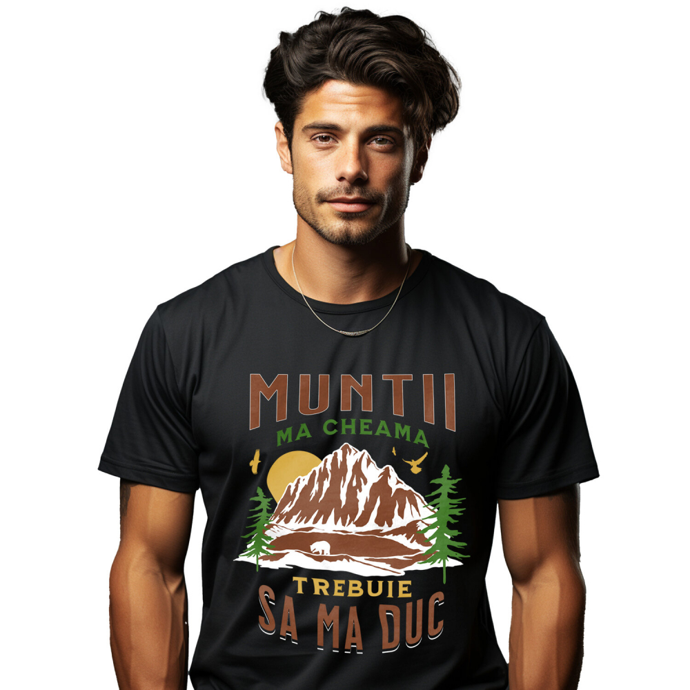 Tricou Femei, Barbati, Copii, Fata, Baiat, Unisex Personalizat "Munte Înalt Apus De Soare – Aventură în Natură și Peisaje Montane" [1]