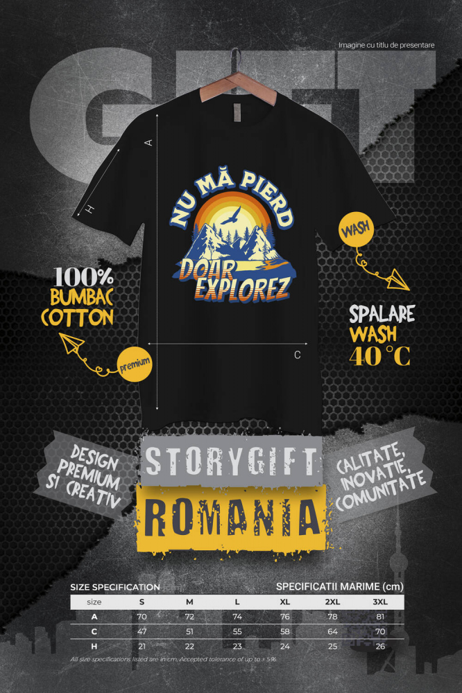 Tricou Femei, Barbati, Copii, Fata, Baiat, Unisex Personalizat "View Montan – Cadouri Personalizate cu Mesajul ‘Nu Mă Pierd, Doar Explorez’ pentru Iubitorii de Natură" [4]