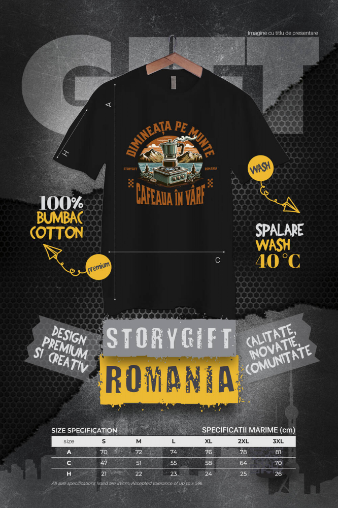 Tricou Femei, Barbati, Copii, Fata, Baiat, Unisex Personalizat "Dimineața pe Munte cu Cafea Fierbinte – Aventură în Natură" [4]