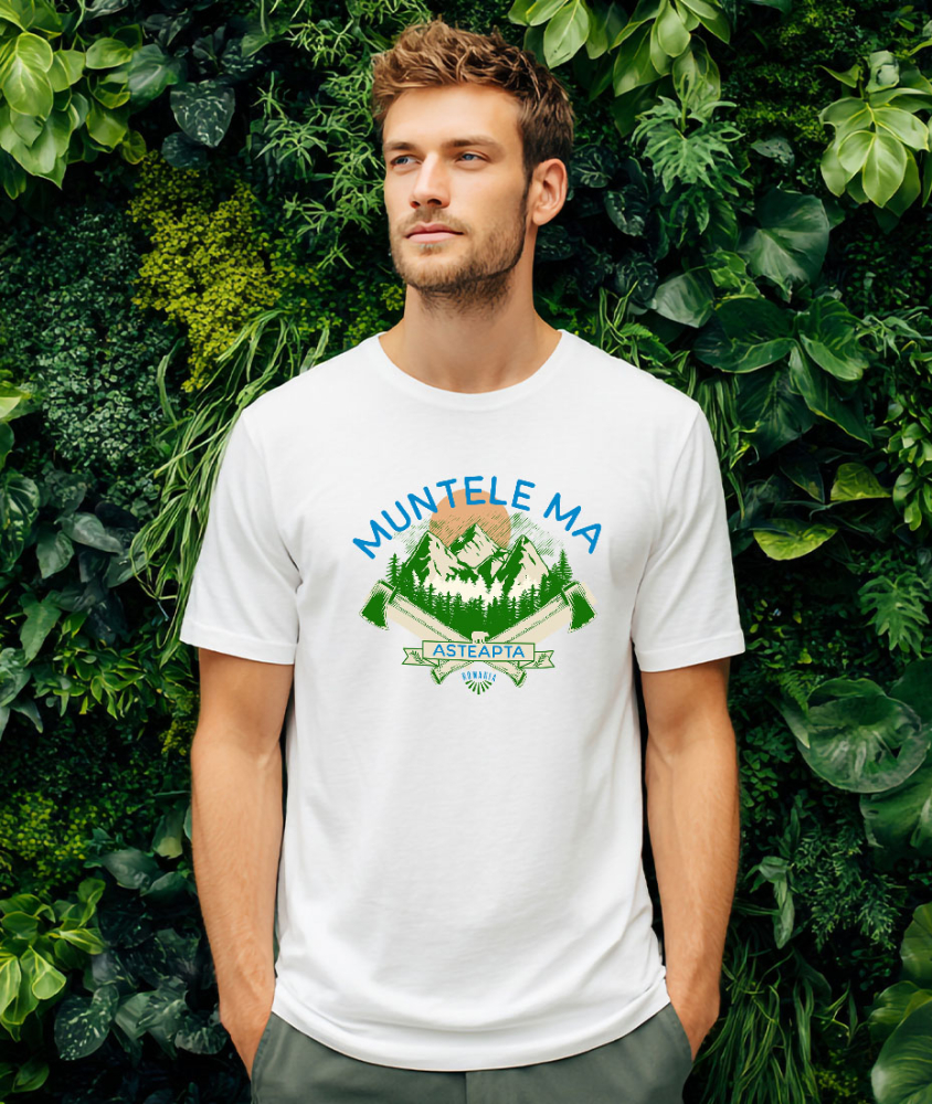 Tricou Femei, Barbati, Copii, Fata, Baiat, Unisex Personalizat "Aventura Montană cu Topoare și Siluetă de Urs Brun – Muntele Mă Așteaptă" [2]