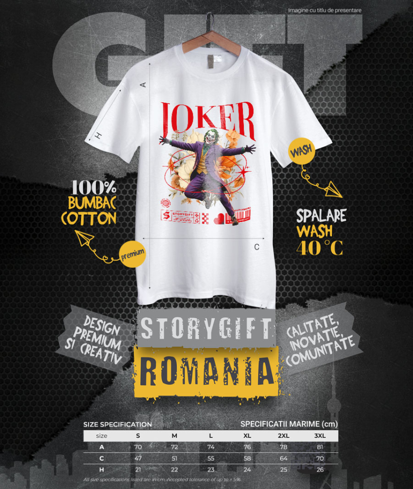 Tricou Barbati cu Joker: Flori Magice din Universul Disney 100% Bumbac, Alb, S [4]