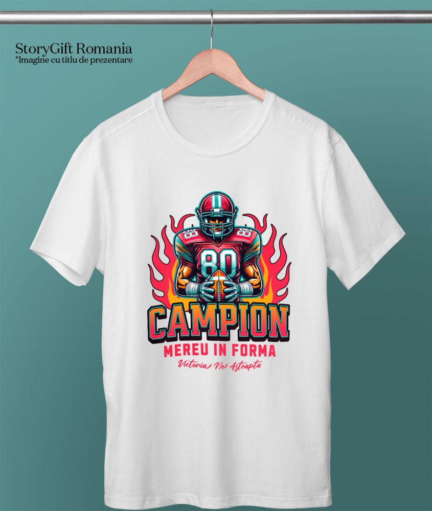 Tricou Femei, Barbati, Copii, Fata, Baiat, Unisex Personalizat Fotbal American – Uniformă Roz și Casca Personalizată „Campion Mereu În Formă” [3]