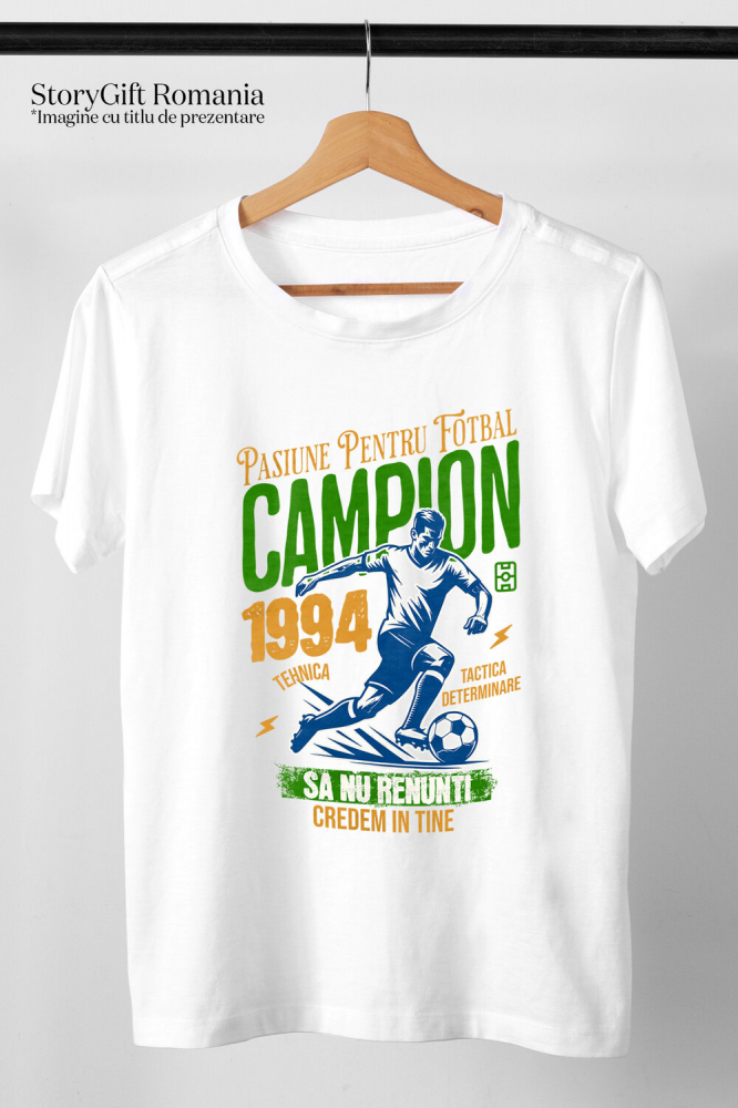 Tricou Femei, Barbati, Copii, Fata, Baiat, Unisex Personalizat Jucător Fotbal Sportiv – Echipament Motivational „Campion” pentru Joc În Echipa [3]