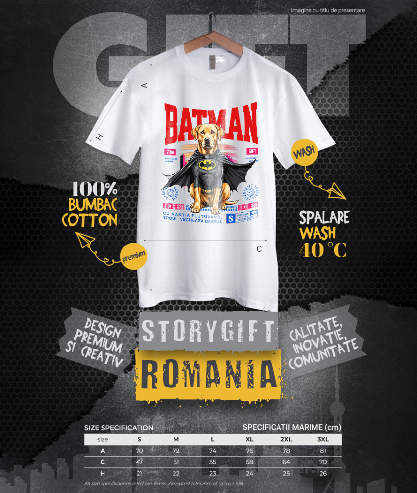 Tricou Femei, Barbati, Copii, Fata, Baiat, Unisex Personalizat Labrador Retriever În Costum de Batman – Câine Supererou pentru Familie și Copii [4]