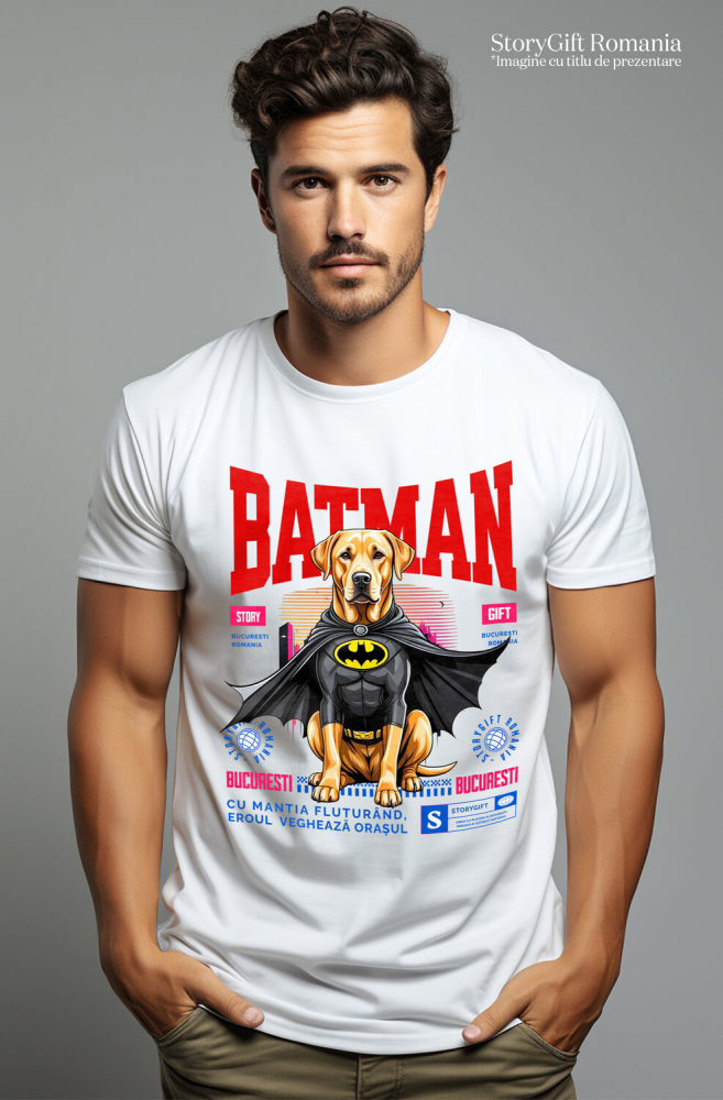 Tricou Femei, Barbati, Copii, Fata, Baiat, Unisex Personalizat Labrador Retriever În Costum de Batman – Câine Supererou pentru Familie și Copii [2]
