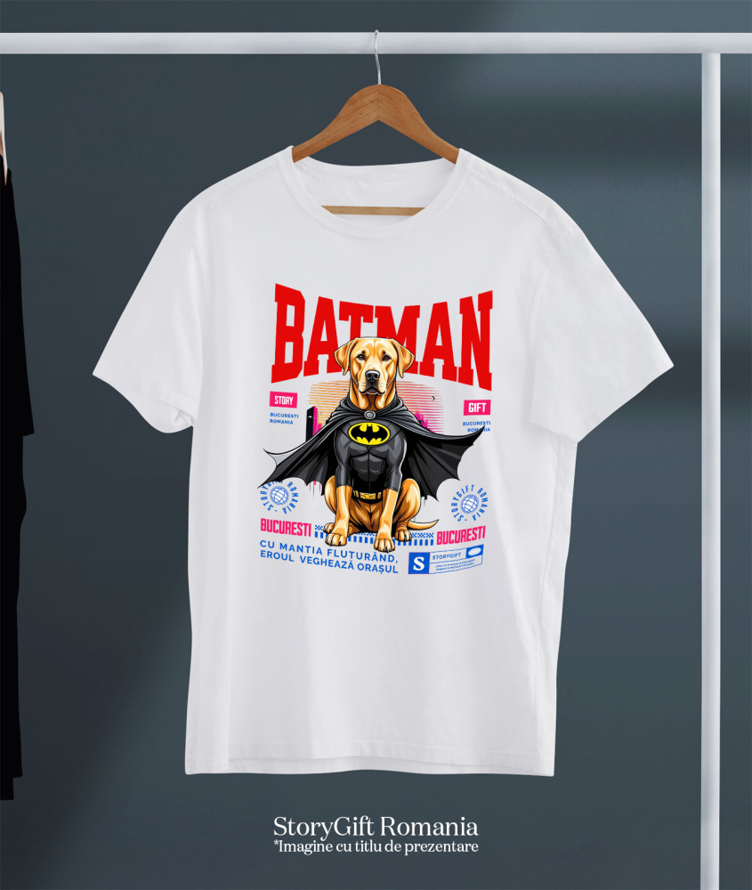 Tricou Femei, Barbati, Copii, Fata, Baiat, Unisex Personalizat Labrador Retriever În Costum de Batman – Câine Supererou pentru Familie și Copii [3]