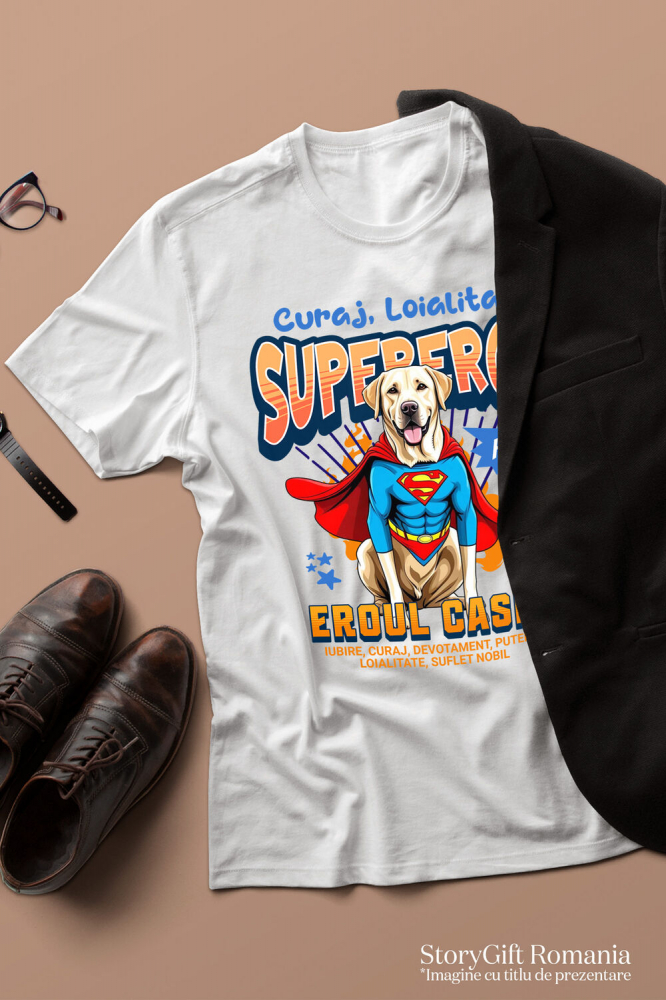 Tricou Femei, Barbati, Copii, Fata, Baiat, Unisex Personalizat Labrador în Costum de Superman – Produse Personalizate pentru Familie și Copii [3]