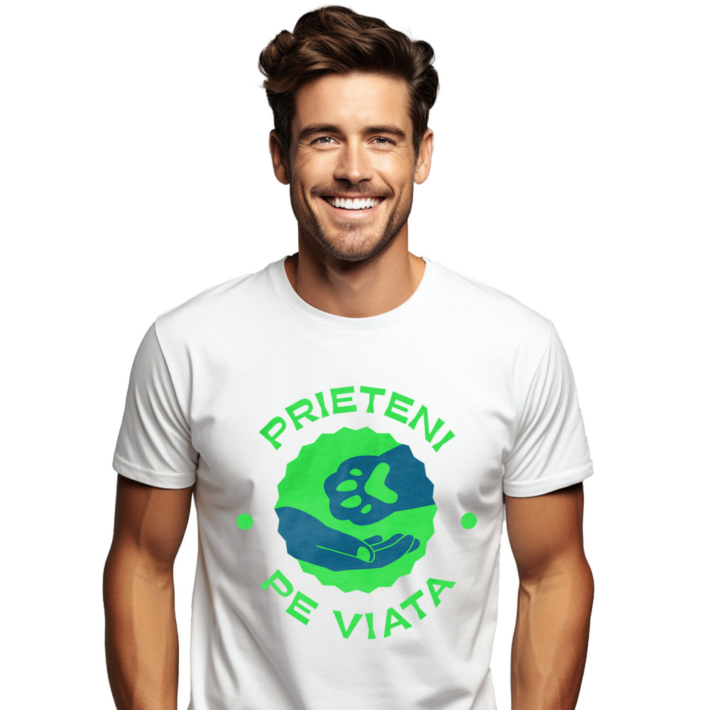 Tricou Femei, Barbati, Copii, Fata, Baiat, Unisex Personalizat „Labuta De Animal Si Mana Umana – Prieteni Pe Viață – Cadou Personalizat” [1]