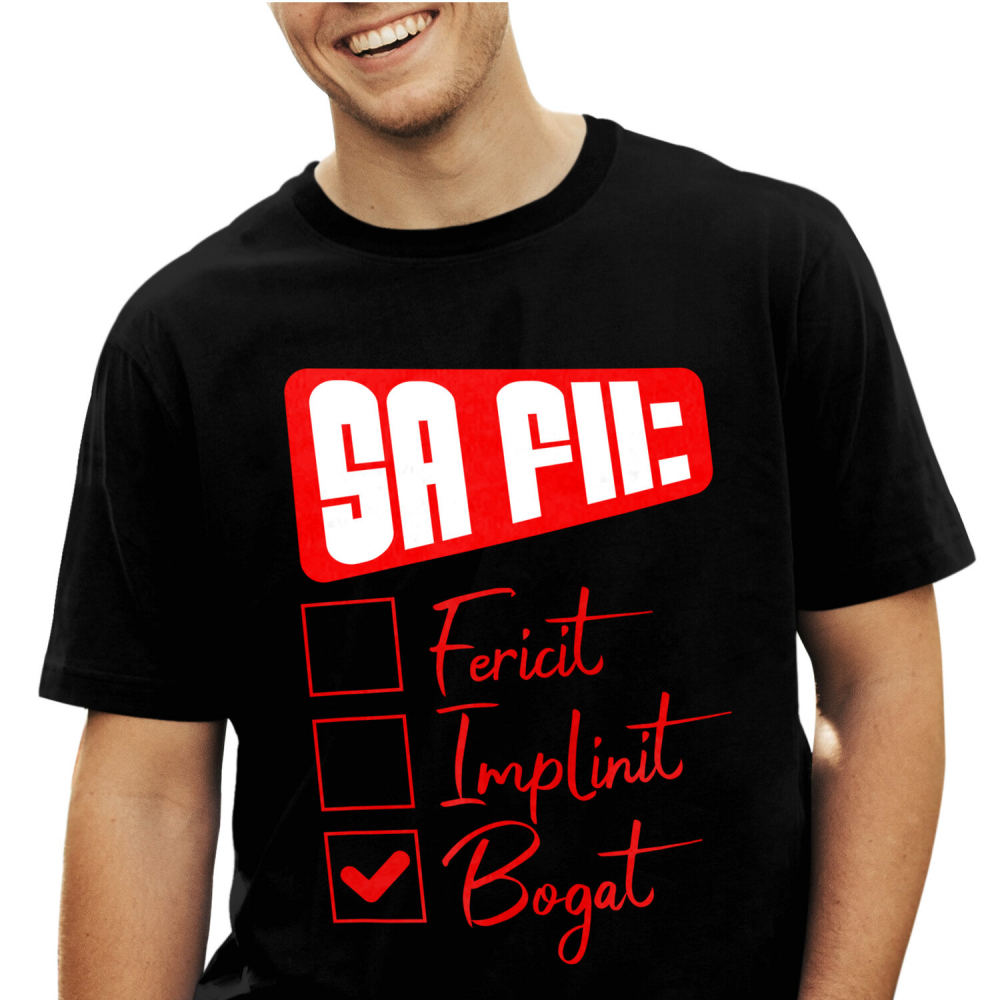 Tricou Femei, Barbati, Copii, Fata, Baiat, Unisex Personalizat Lista de Bifat - Fericire, Bogăție și Succes Financiar [1]