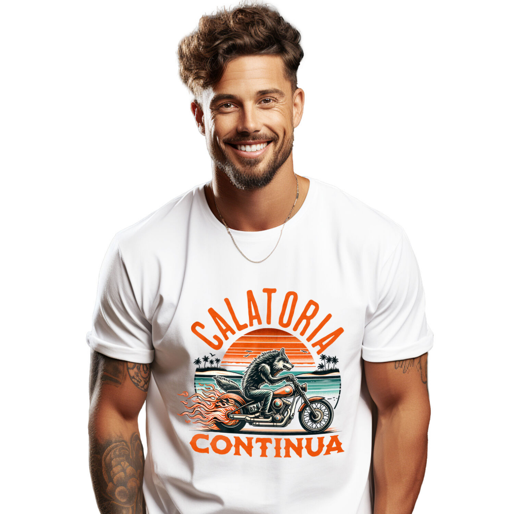 Tricou Femei, Barbati, Copii, Fata, Baiat, Unisex Personalizat Lup Furios pe Motocicletă Puternică – Aventură și Adrenalină [1]