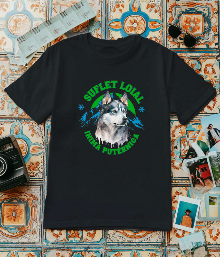 Tricou Femei, Barbati, Copii, Fata, Baiat, Unisex Personalizat Tricou Personalizat Lup Salbatic Husky – Suflet Loial și Inimă Puternică | Cadou pentru Iubitori de Câini [3]