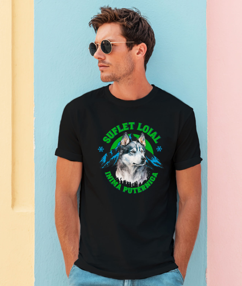 Tricou Femei, Barbati, Copii, Fata, Baiat, Unisex Personalizat Tricou Personalizat Lup Salbatic Husky – Suflet Loial și Inimă Puternică | Cadou pentru Iubitori de Câini [2]