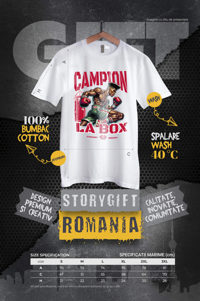 Tricou Femei, Barbati, Copii, Fata, Baiat, Unisex Personalizat Luptător Puternic De Box – Design Sportiv Personalizat Pentru Campioni [4]