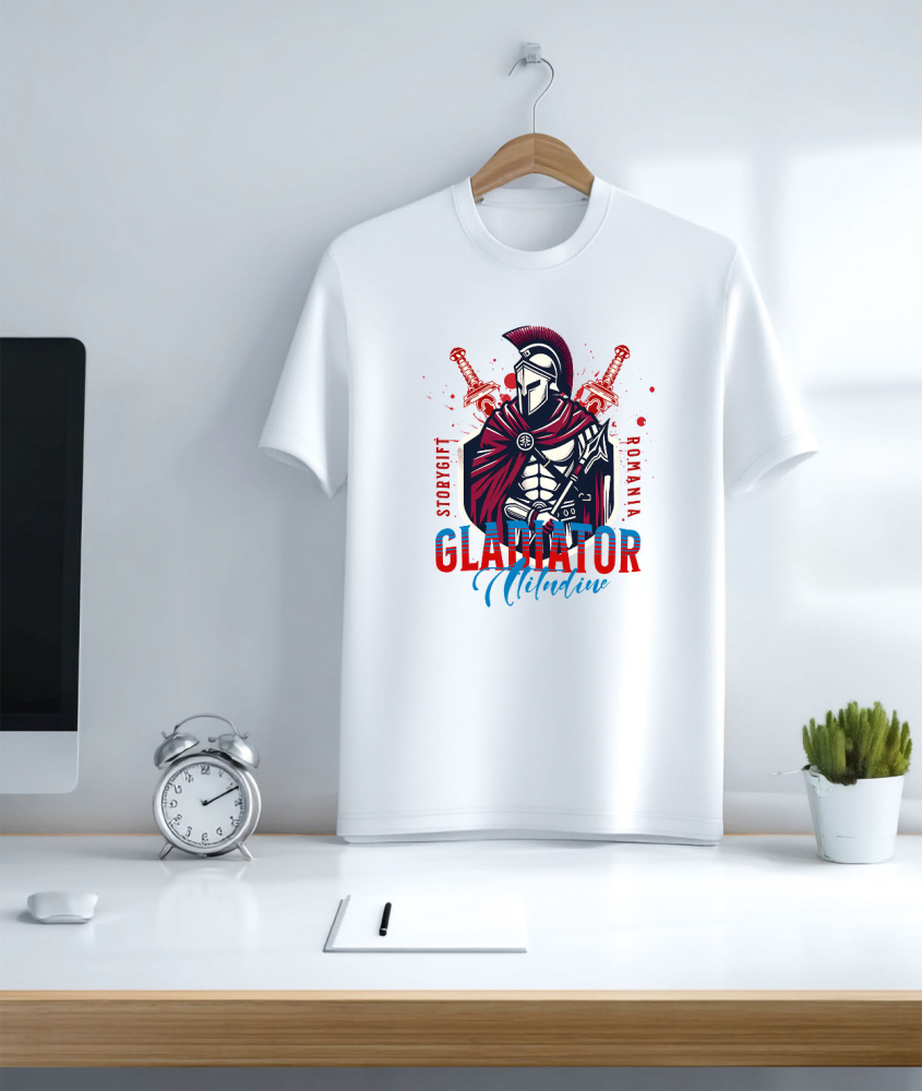 Tricou Femei, Barbati, Copii, Fata, Baiat, Unisex Personalizat Cadouri personalizate – Războinic cu armură de fier și atitudine de gladiator [3]