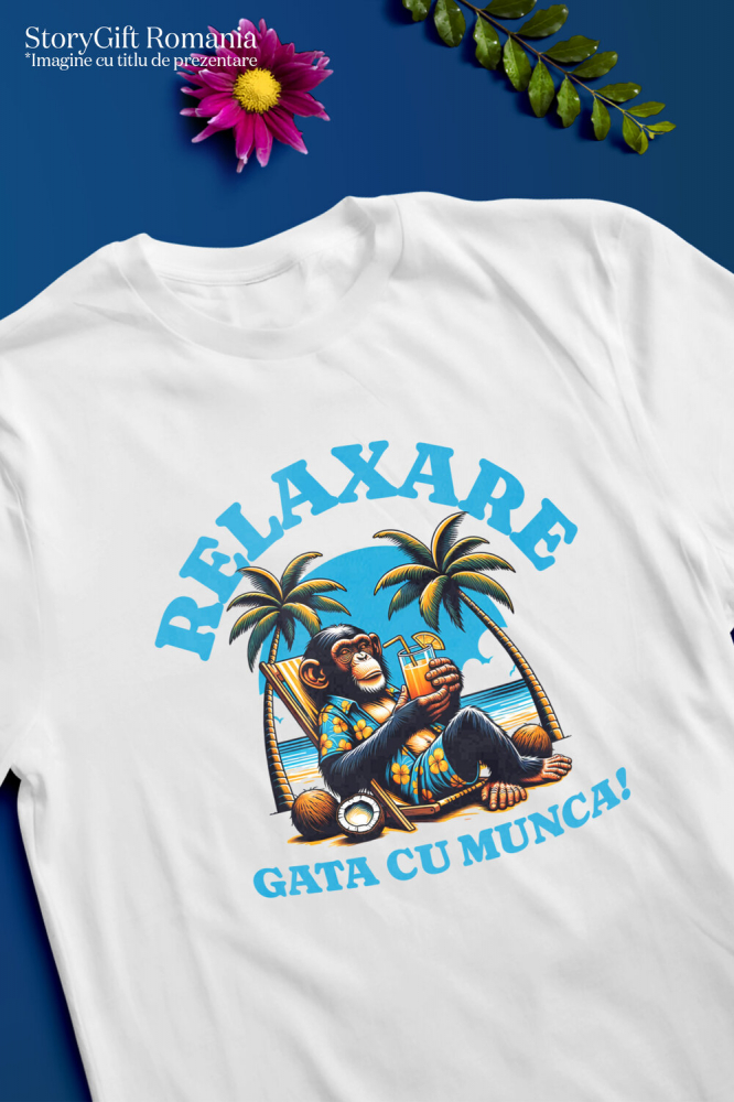 Tricou Femei, Barbati, Copii, Fata, Baiat, Unisex Personalizat "Produse personalizate pentru vacanță – Maimuță în costum de plajă cu flori pe sezlong și băutură răcoritoare" [3]