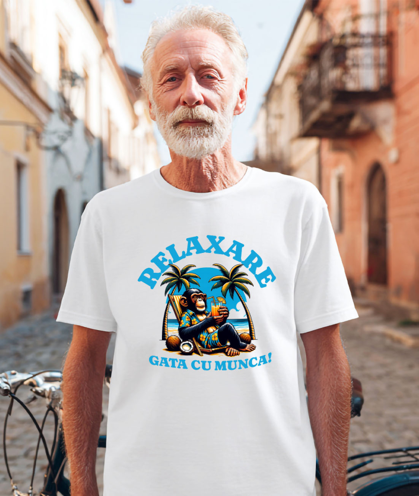 Tricou Femei, Barbati, Copii, Fata, Baiat, Unisex Personalizat "Produse personalizate pentru vacanță – Maimuță în costum de plajă cu flori pe sezlong și băutură răcoritoare" [2]