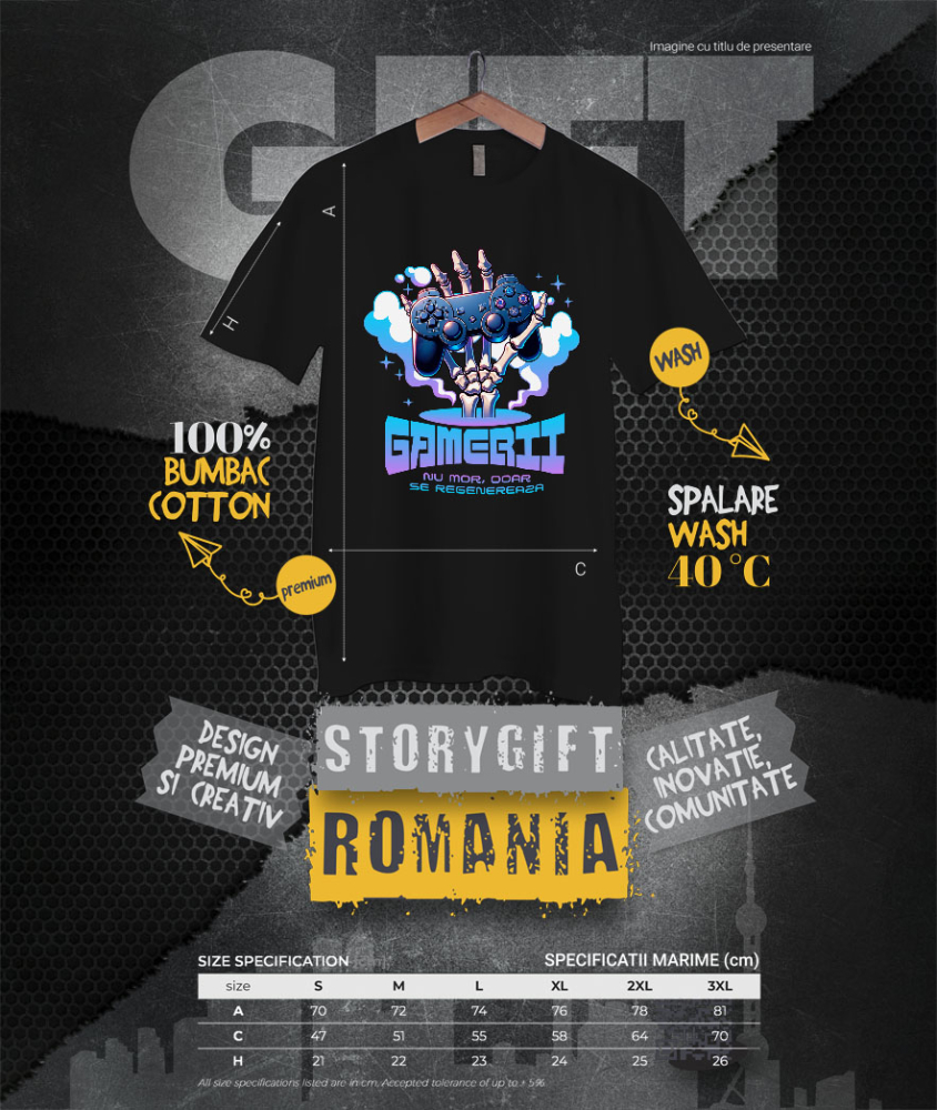 Tricou Femei, Barbati, Copii, Fata, Baiat, Unisex Personalizat Mână Schelet cu Manetă Jocuri Video „Gamerii Nu Mor Doar Se Revanșează” - Cadou Personalizat pentru Gameri și Familie [4]