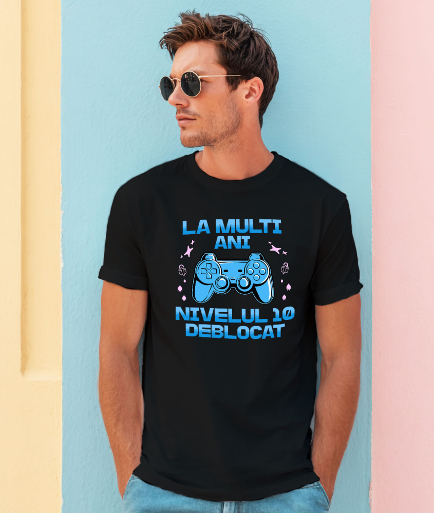 Tricou Femei, Barbati, Copii, Fata, Baiat, Unisex Personalizat Maneta Joc Video „La Mulți Ani Nivelul 10” - Cadou Personalizat pentru Gameri și Iubitorii de Lumea Digitală [2]