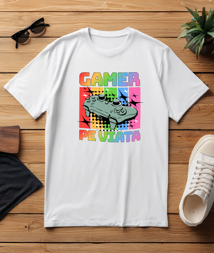 Tricou Femei, Barbati, Copii, Fata, Baiat, Unisex Personalizat Maneta Jocuri Video „Gamer Pe Viață” - Cadou Personalizat Multicolor pentru Iubitorii de Jocuri Video [3]