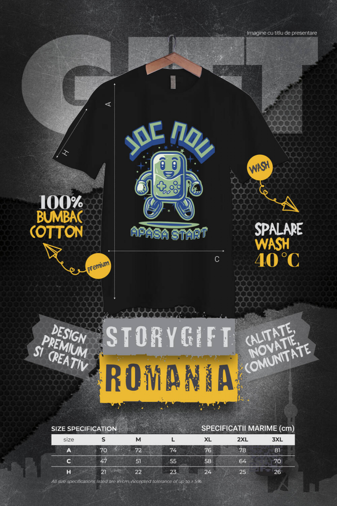 Tricou Femei, Barbati, Copii, Fata, Baiat, Unisex Personalizat Manetă Jocuri Vintage „Joc Nou Apasă Start” - Cadou Personalizat Retro pentru Iubitorii de Gaming [4]