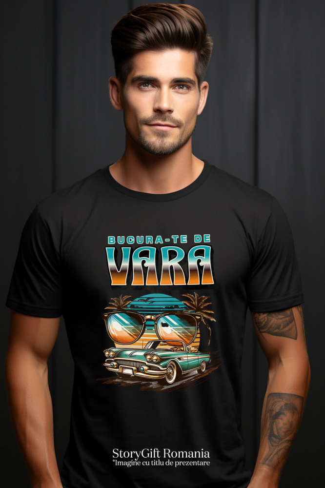 Tricou Femei, Barbati, Copii, Fata, Baiat, Unisex Personalizat "Mașină Vintage și Ochelari de Soare – Bucură-te de Vara cu Produse Personalizate" [2]