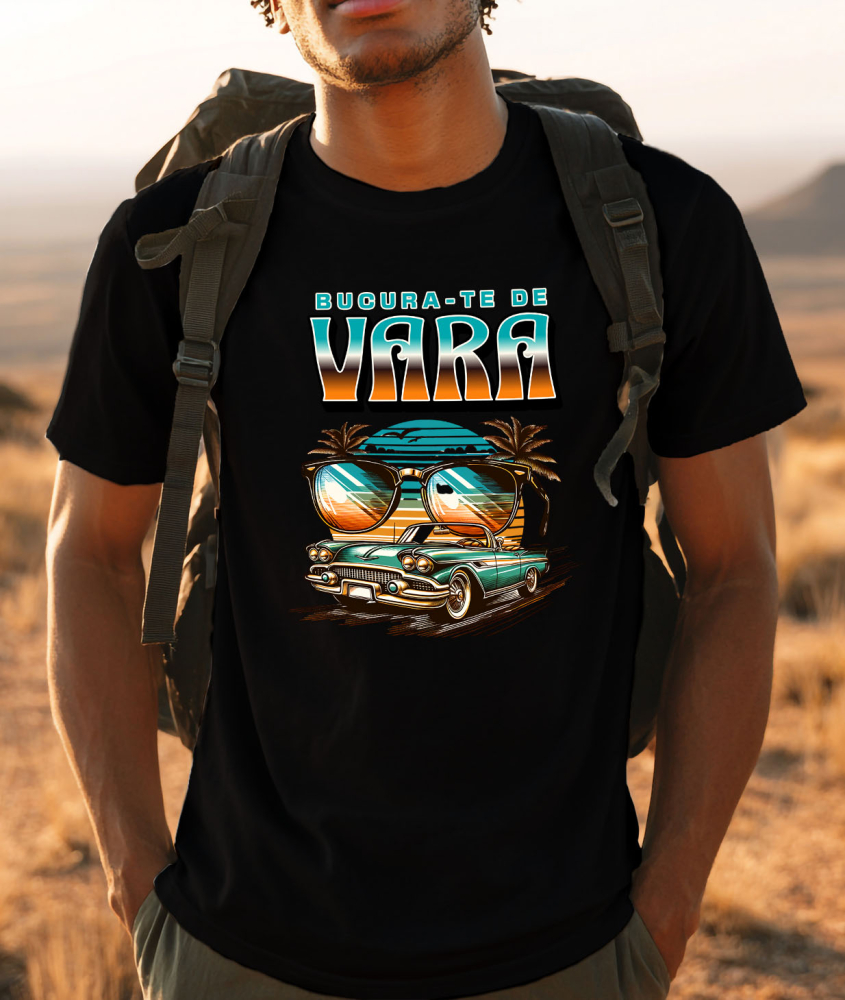 Tricou Femei, Barbati, Copii, Fata, Baiat, Unisex Personalizat "Mașină Vintage și Ochelari de Soare – Bucură-te de Vara cu Produse Personalizate" [2]