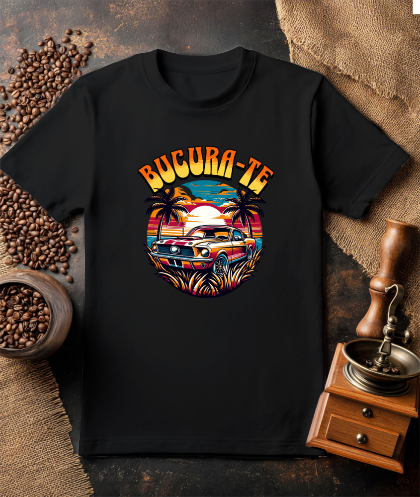 Tricou Femei, Barbati, Copii, Fata, Baiat, Unisex Personalizat Mașină Vintage de Curse – Apus de Soare pe Insulă Tropicală [3]