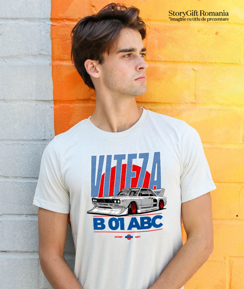 Tricou Femei, Barbati, Copii, Fata, Baiat, Unisex Personalizat Mașină Gri De Curse – Motor Puternic și Roți Roșii pentru Viteză Extremă [2]