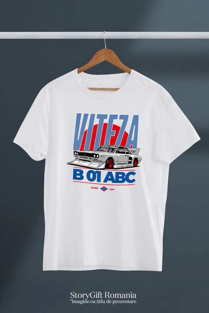 Tricou Femei, Barbati, Copii, Fata, Baiat, Unisex Personalizat Mașină Gri De Curse – Motor Puternic și Roți Roșii pentru Viteză Extremă [3]