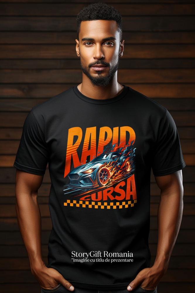 Tricou Femei, Barbati, Copii, Fata, Baiat, Unisex Personalizat Tricou Mașină Sport în Flăcări – Cadou Perfect pentru Pasionații de Viteză [2]