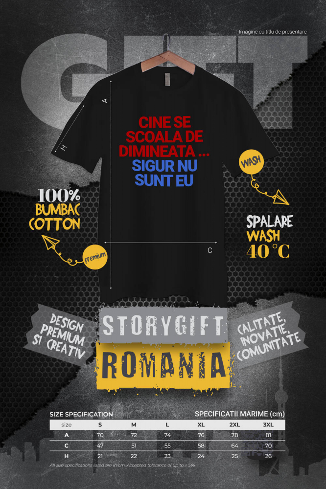 Tricou Femei, Barbati, Copii, Fata, Baiat, Unisex Personalizat „Cadouri personalizate amuzante cu mesaje despre dimineața și lene pentru familie și prieteni” [4]
