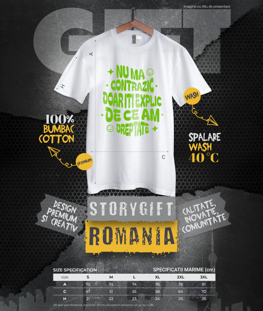 Tricou Femei, Barbati, Copii, Fata, Baiat, Unisex Personalizat „Nu mă contrazic, doar îți explic de ce am dreptate” – Mesaj Haios pentru Cadouri Personalizate [4]