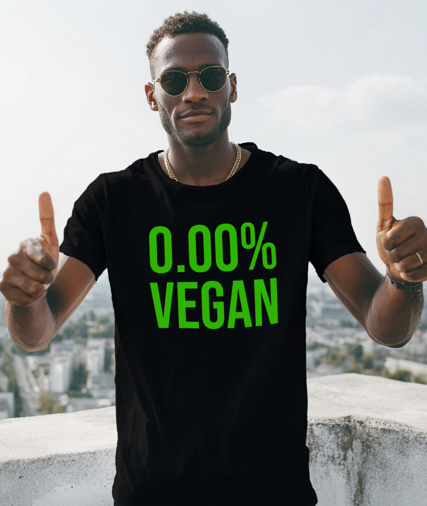 Tricou Femei, Barbati, Copii, Fata, Baiat, Unisex Personalizat Cadou personalizat cu mesaj haios „0,00% Vegan, Carne, Mâncare, Pofticios” – Perfect pentru iubitorii de mâncare [2]