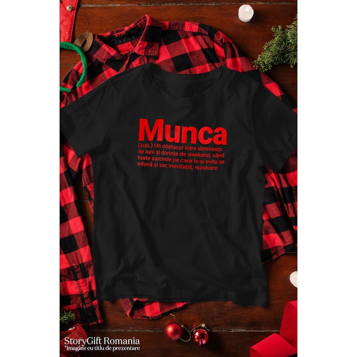 Tricou Barbati cu Mesaj Haios In Limba Romana Substantiv Si definitie Gluma Sarcasm cu imprimeu pe Fata, 100% Bumbac, Negru, XL [3]