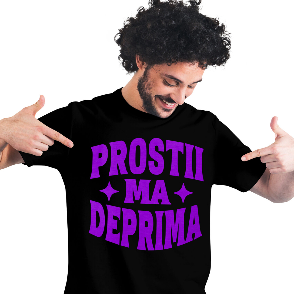 Tricou Femei, Barbati, Copii, Fata, Baiat, Unisex Personalizat „Prostii mă deprimă, dar te iubesc” - Mesaj Haios și Sarcastic pentru Iubitori de Glume [1]