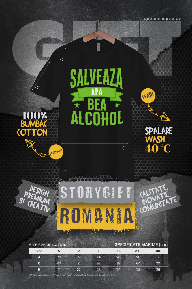 Tricou Femei, Barbati, Copii, Fata, Baiat, Unisex Personalizat „Salvează Apa, Bea Alcool” – Mesaj Haios pentru Petrecere și Distracție [4]