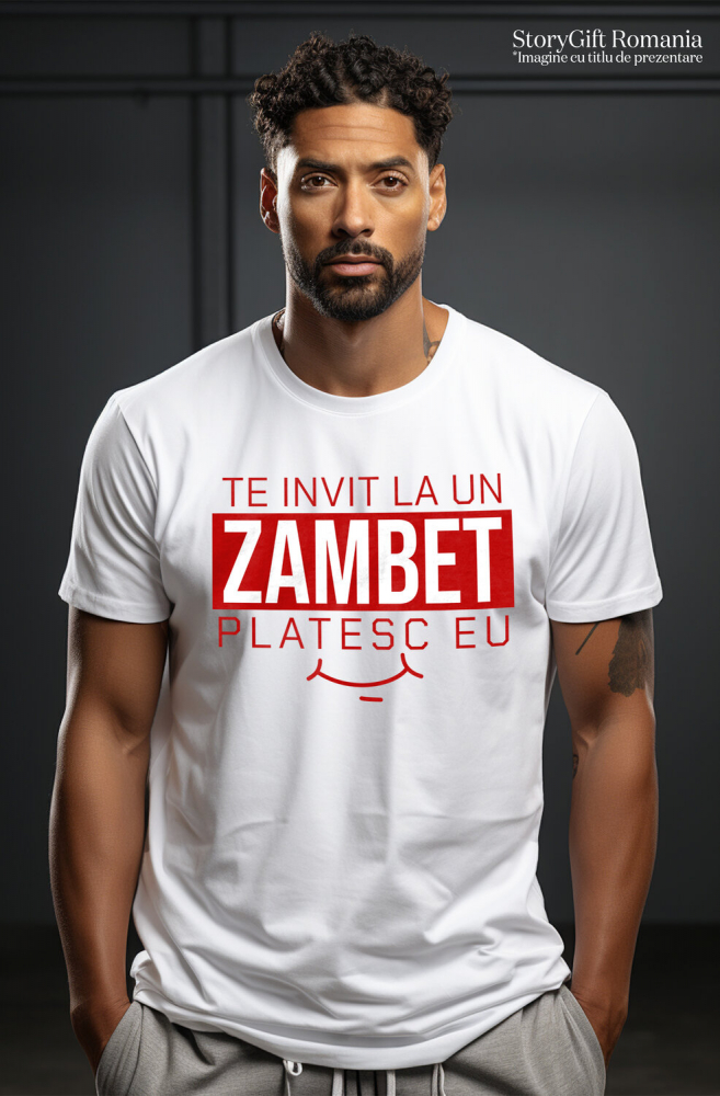 Tricou Femei, Barbati, Copii, Fata, Baiat, Unisex Personalizat Mesaj Zâmbet Larg „Te Invit La Un Zâmbet, Plătesc Eu” | Cadou Romantic Personalizat [2]
