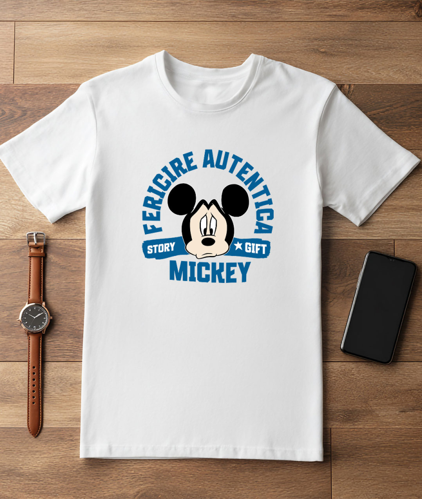 Tricou Barbati cu Mickey in Cautarea Bucuriei 100% Bumbac, Alb, M [3]