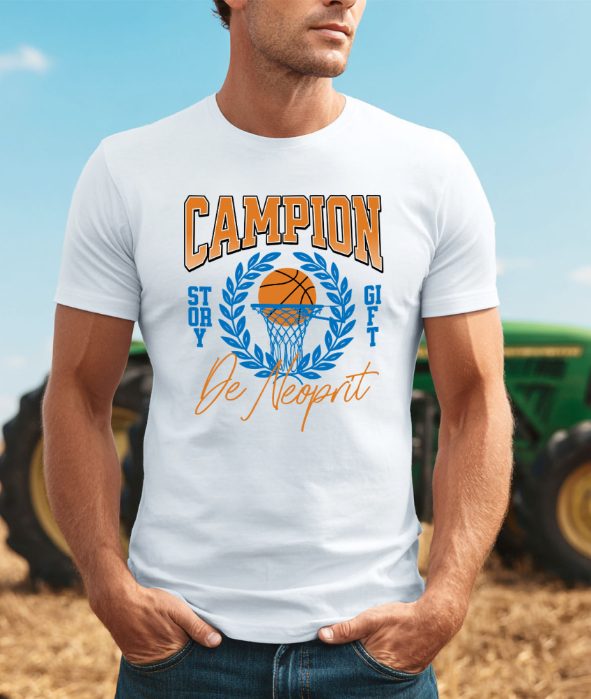 Tricou Femei, Barbati, Copii, Fata, Baiat, Unisex Personalizat Minge de Baschet Personalizată – Campion de Neoprit | Cadou Motivațional [2]