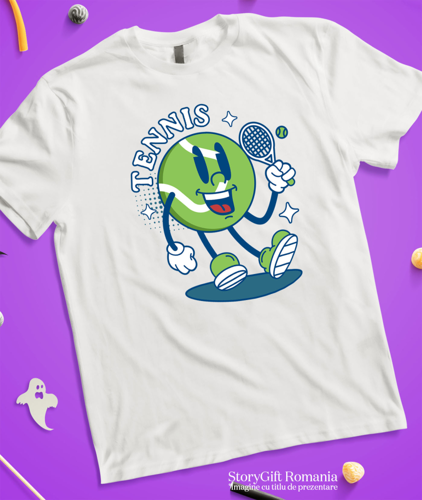 Tricou Femei, Barbati, Copii, Fata, Baiat, Unisex Personalizat Minge de Tenis Animată – Design Sportiv și Vesel [3]