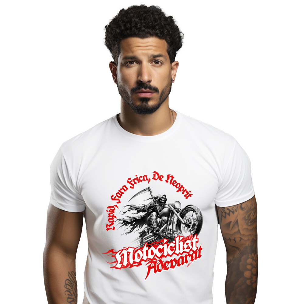Tricou Femei, Barbati, Copii, Fata, Baiat, Unisex Personalizat Moartea cu Coasa pe Motocicletă – Design Horror și Misterios [1]