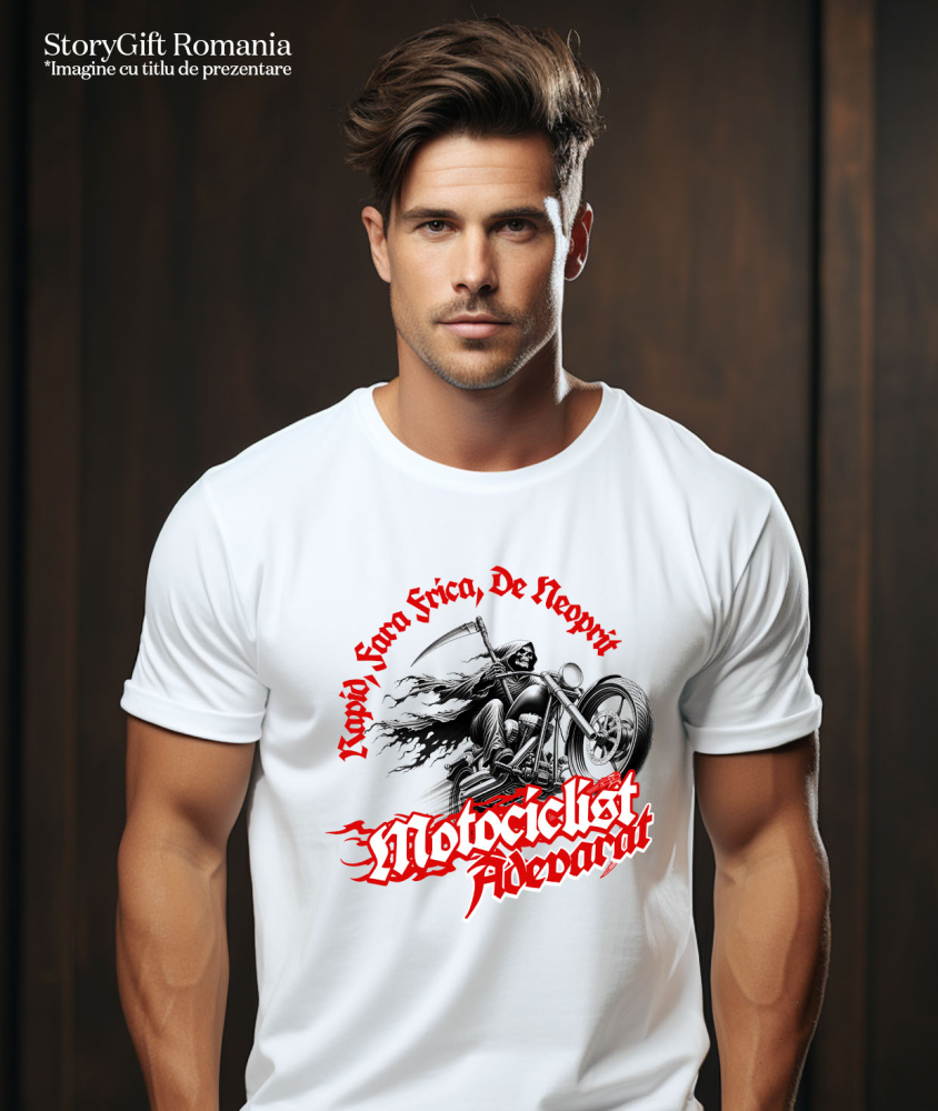 Tricou Femei, Barbati, Copii, Fata, Baiat, Unisex Personalizat Moartea cu Coasa pe Motocicletă – Design Horror și Misterios [2]