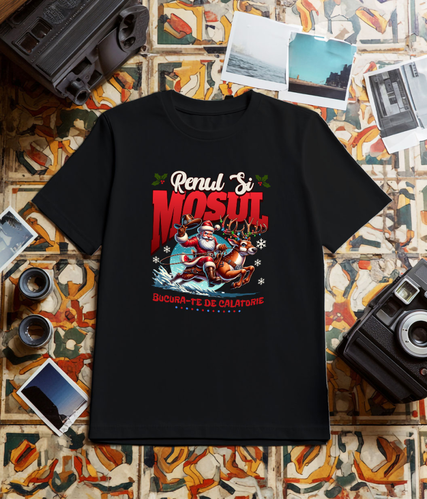 Tricou Femei, Barbati, Copii, Fata, Baiat, Unisex Personalizat Moș Crăciun pe Ren Impodobit - Bucură-te de Călătoria Rapidă și Cadouri Personalizate [3]